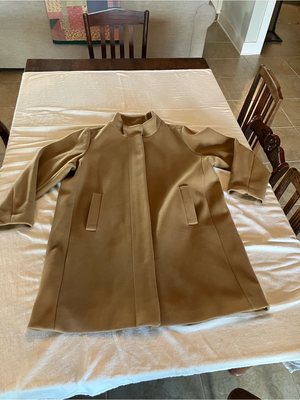 Time and Tru Camel Stand-Collar Trench Coat